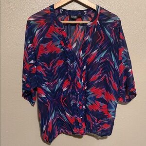 a.n.a Women's Vibrant Red and Blue Blouse